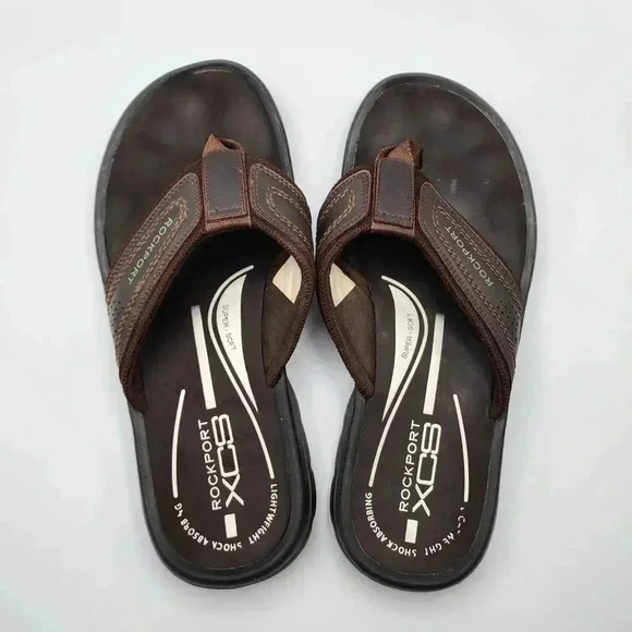 Rockport XCB Brown Mens Slide Flip Flop Shock Absorbing Sandals Size 8 - Picture 4 of 5